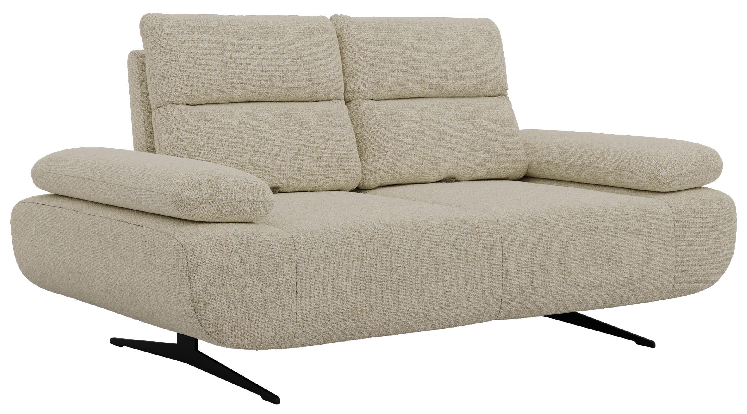 2-SITZER SOFA SORAE - Creme Stukture - Creme/Schwarz, Textil/Metall (182/94/107cm) - MKS