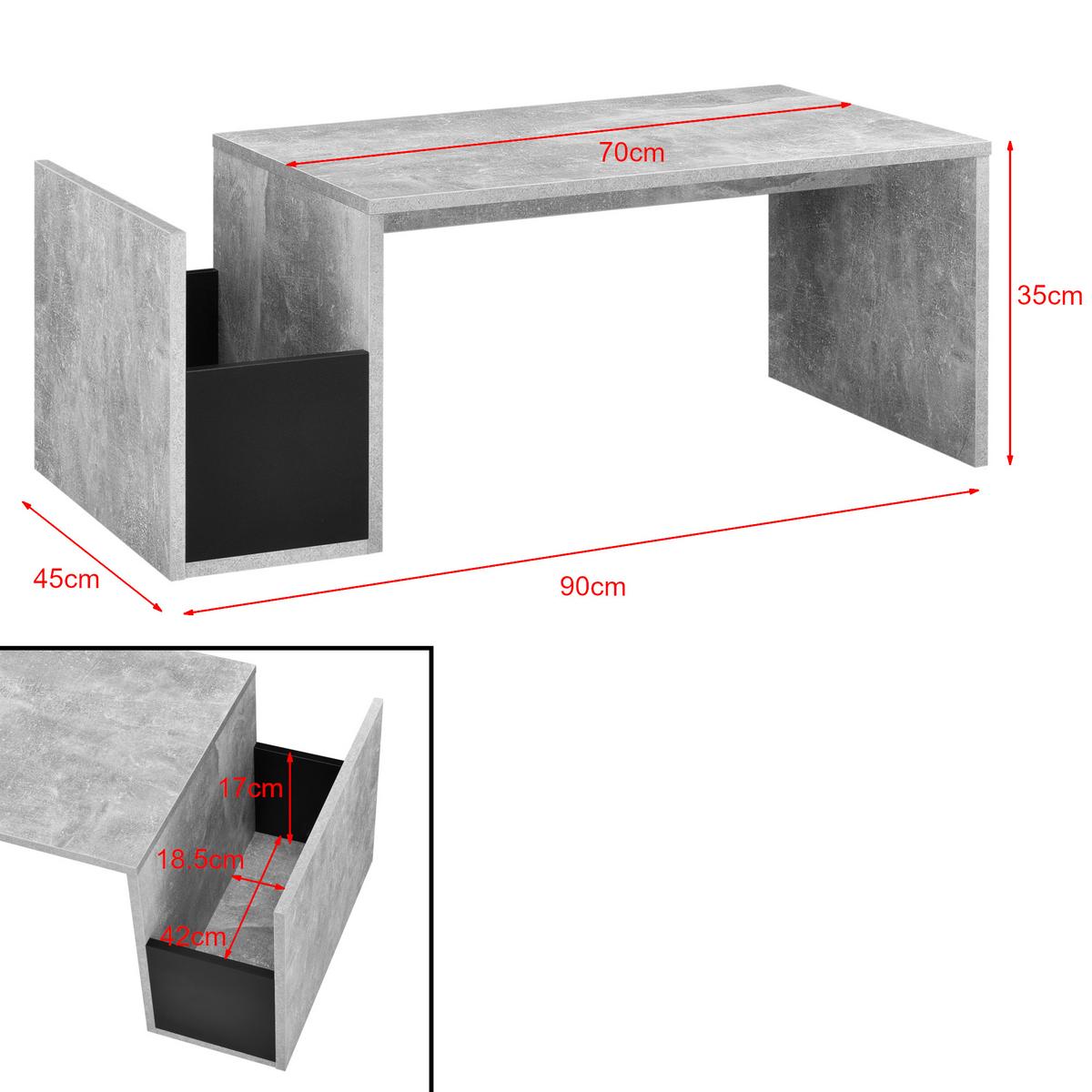 COUCHTISCH Bollnäs 90/45/35 - Grau, Holzwerkstoff (45/90/35cm) - [en.casa]