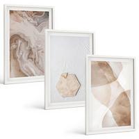 BILDER SET 3er Set - 40x60 cm Weißer Rahmen - Designerabstraktion der Natur - Weiß, Kunststoff (40/60cm) - TULUP
