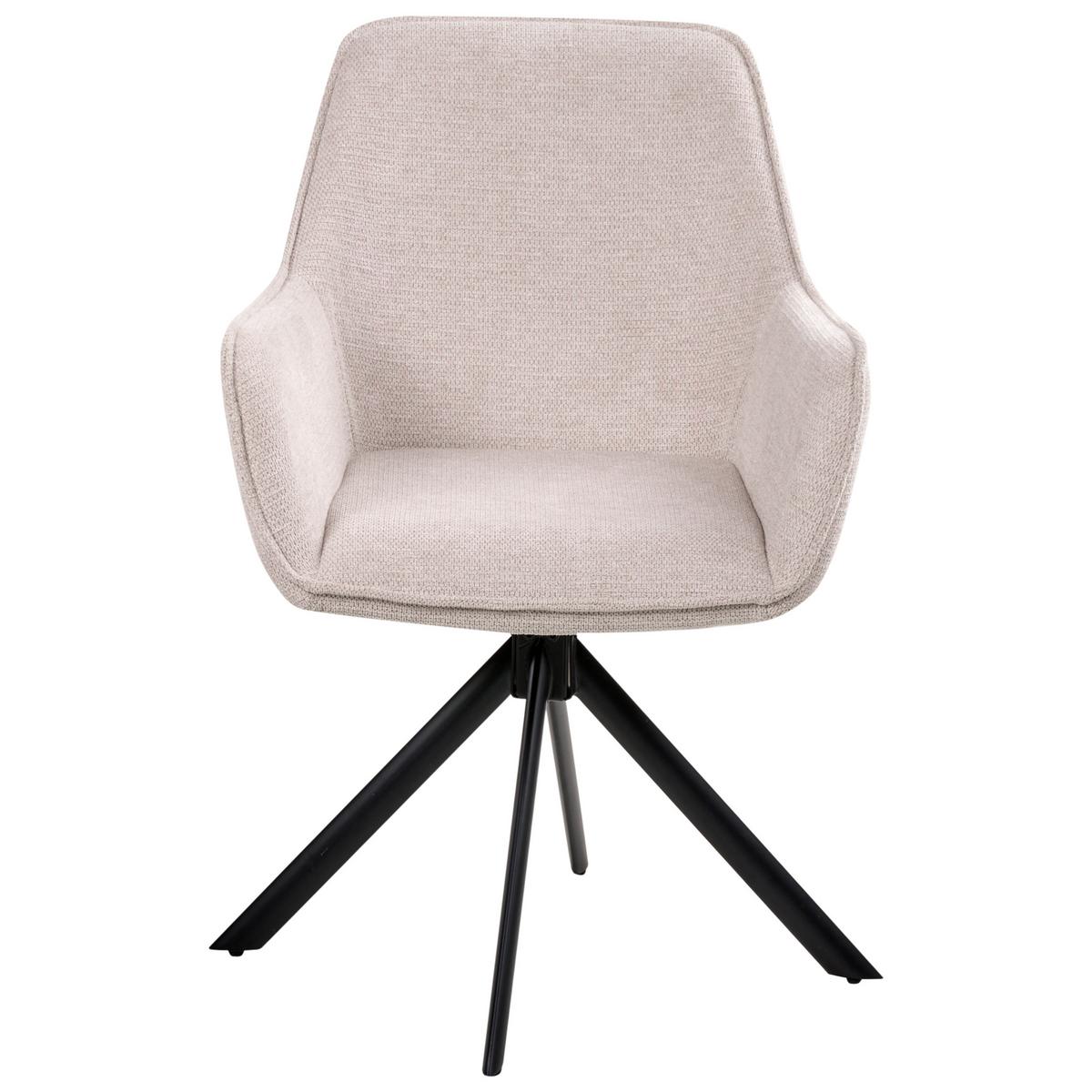 ESSZIMMERSTUHL drehbar Kunstleinen Hellbeige Mornas - Beige, Textil (58/84/68cm) - Beliani