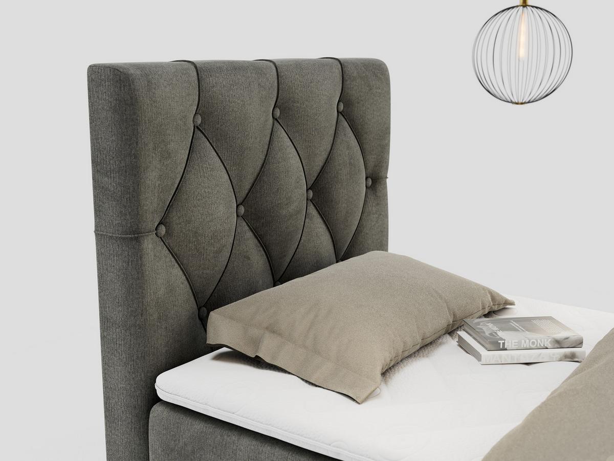 BOXBETT ALDA 90/200 Dunkelgrau Velvet - H3 - Links Seite - Dunkelgrau, Holz/Textil (90/200cm) - MKS
