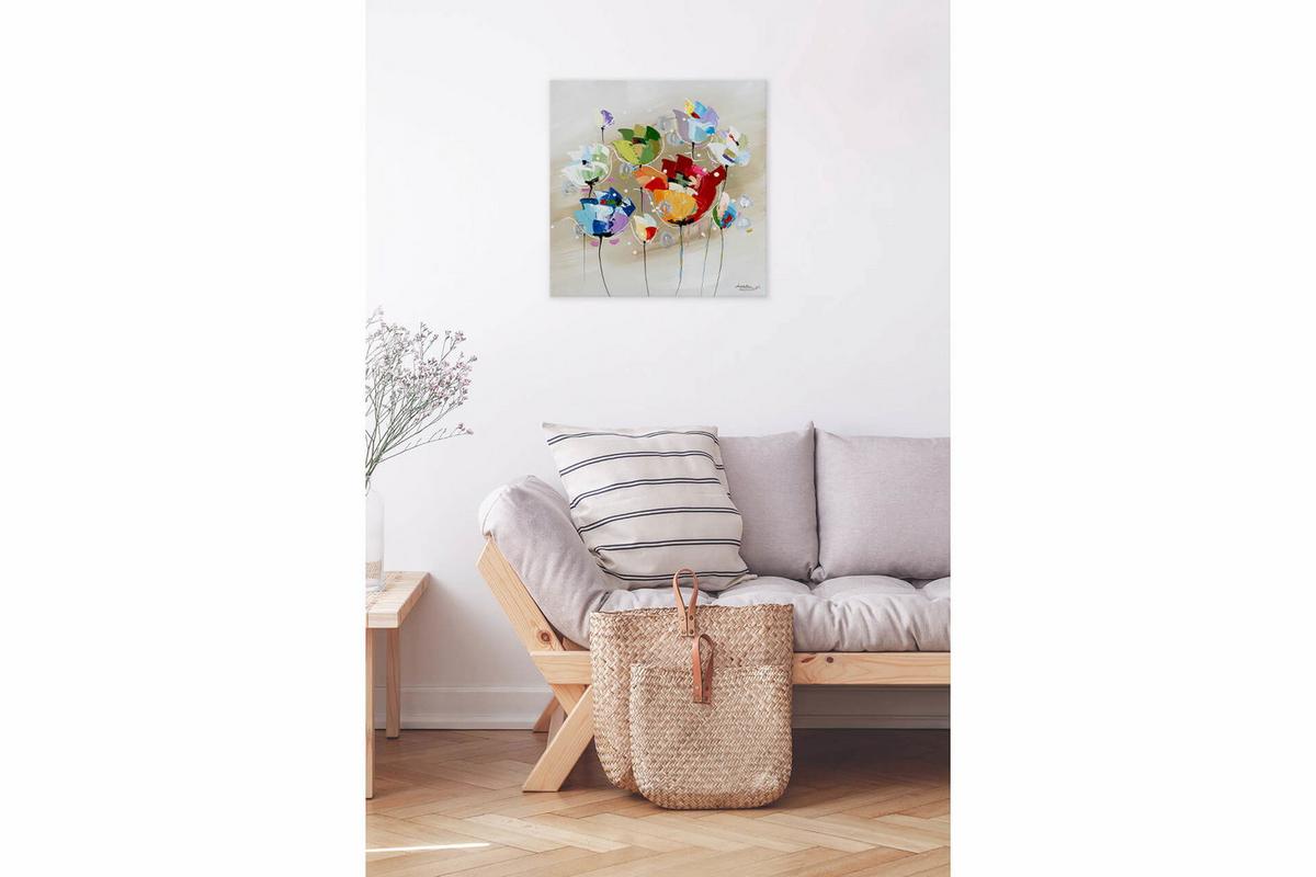 ÖLGEMÄLDE 60/60 cm - Blau/Beige, Holz/Textil (60/60cm) - KUNSTLOFT