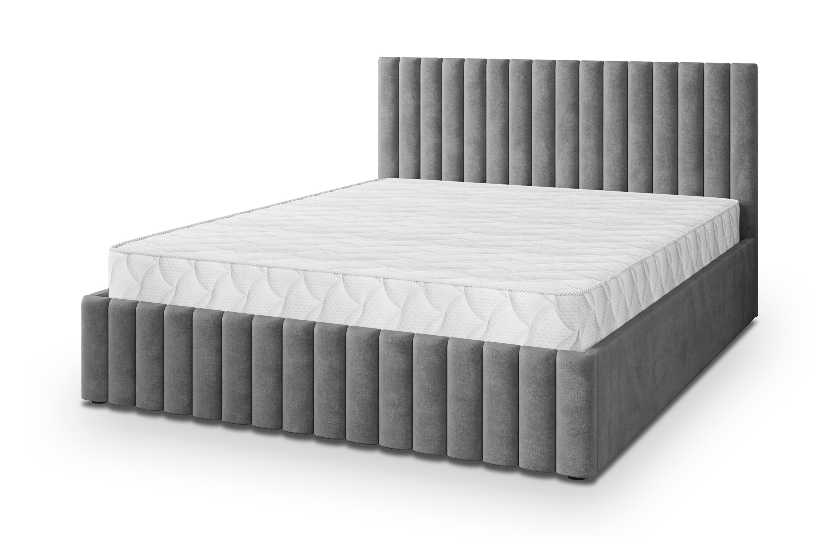 POLSTERBETT CARMIA K 120x200 cm mit Bettkästen - Grau - Grau, Holz/Textil - MASSENO