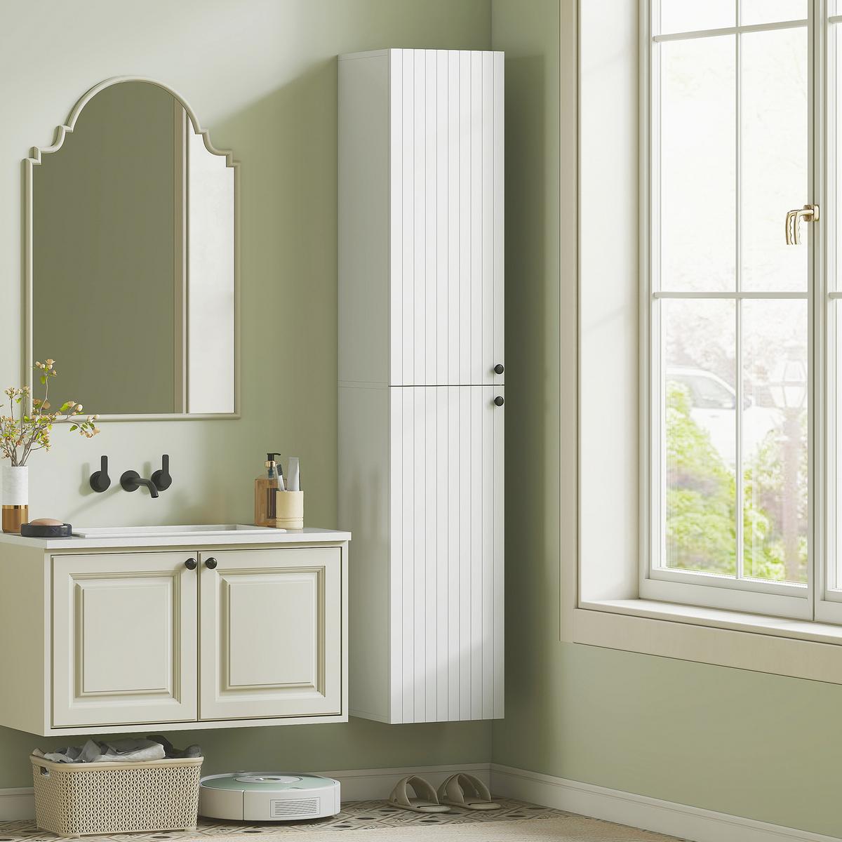 BADEZIMMERSCHRANK MDF Weiß - Weiß, Holzwerkstoff (30/161/30cm) - HOMCOM