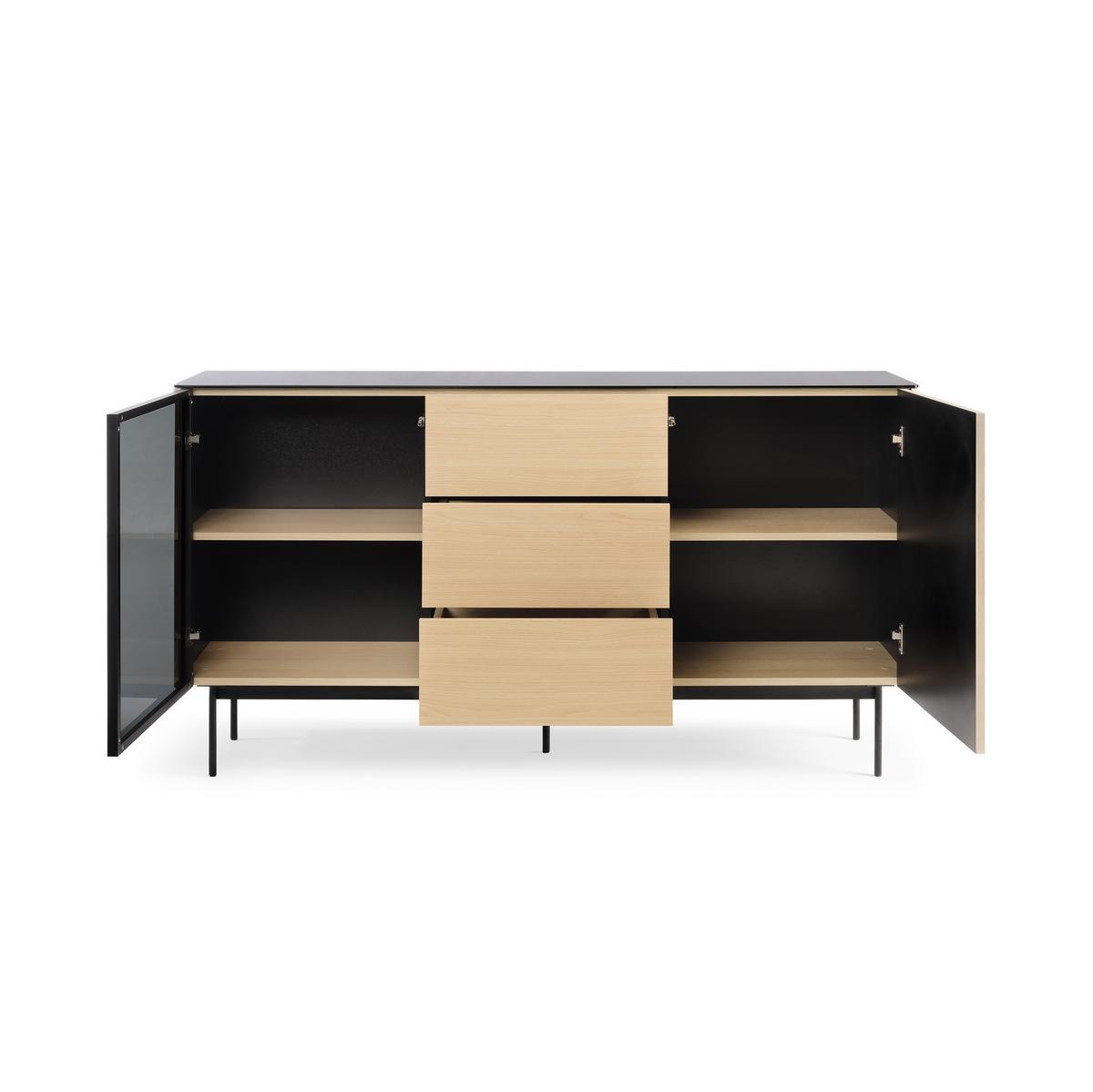 SIDEBOARD VELLUTO 157x39x84 cm mit 3 Schubladen und 2 Türen Eichefarben - Braun, Holzwerkstoff (157/84/39cm) - MASSENO