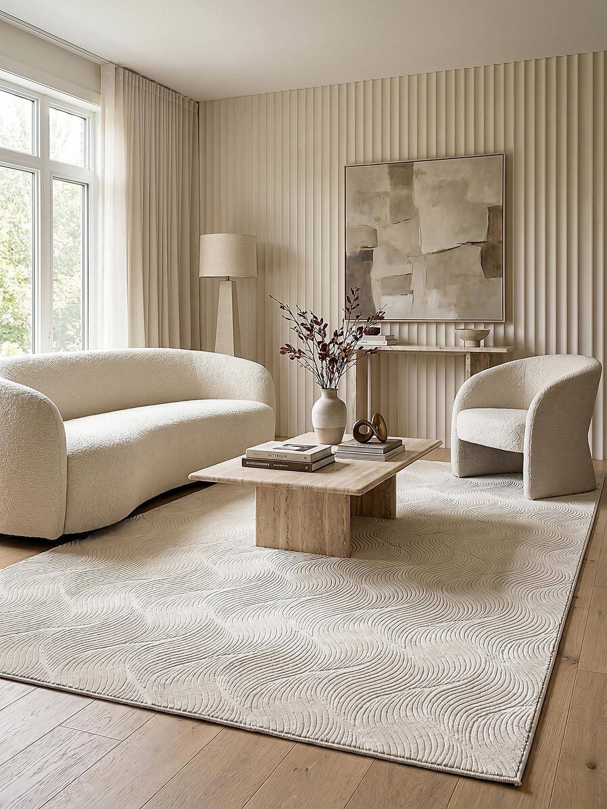 KURZFLORTEPPICH Antirutsch Geometrisch DALAR Polypropylen Creme 120 x 160 cm - Beige, Textil (120/160cm) - KADIMA DESIGN