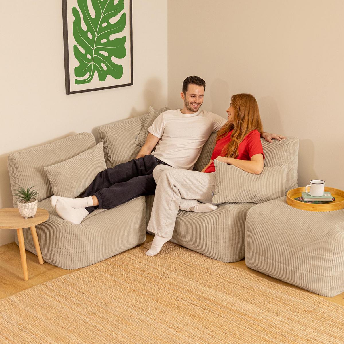 SITZSACK-SOFA 4-tlg. modular cord Noa - Beige, Textil (303/70/78cm) - icon