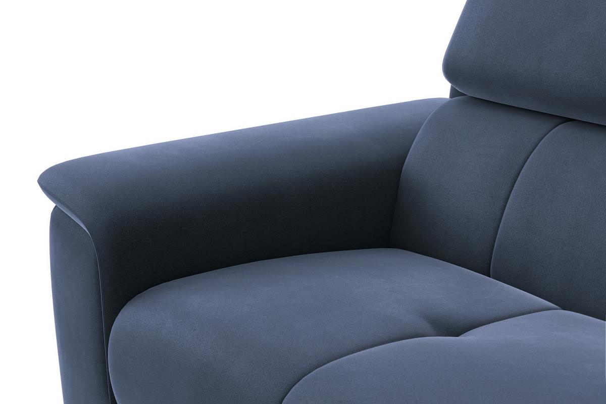 SOFA FIERO 3-Sitzer, Marineblauer Veloursstoff - Blau/Schwarz, Holz/Textil (212/82/103cm) - Courtois Laville