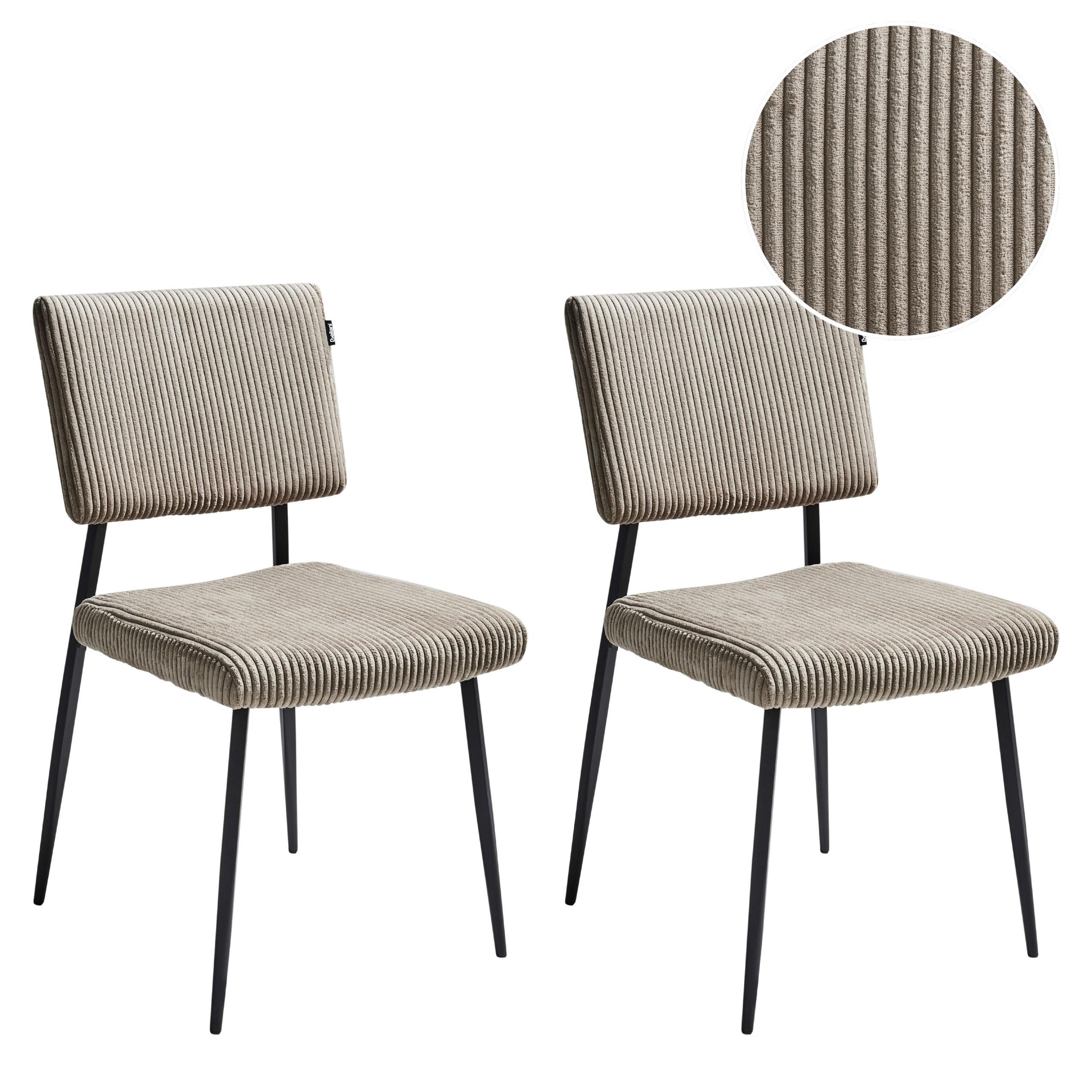 ESSZIMMERSTUHL 2er-Set Taupe Sturgis - Taupe/Schwarz, Textil (47/87/54cm) - Beliani
