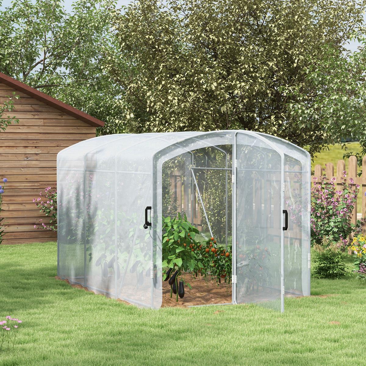FOLIENGEWÄCHSHAUS, Tunnel-Gewächshaus mit 1 Tür, für Garten, Balkon, PE, Transparent - Transparent, Kunststoff (200/195/300cm) - Outsunny