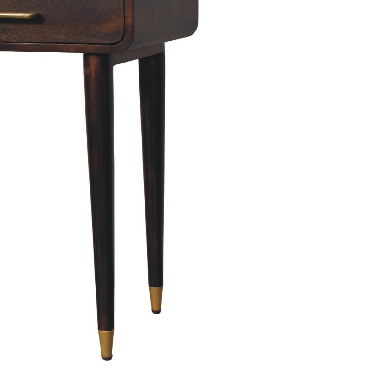 KONSOLE Apollo Schleife, 2 Schubladen und Offenes Fach, Dunkelbraun - Dunkelbraun/Messingfarben, Holz/Metall (35/90/90cm) - Artisan Furniture