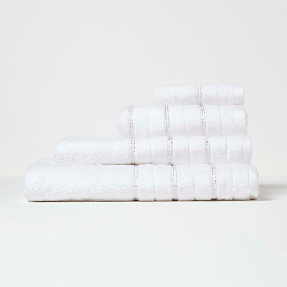 DUSCHTUCH Sparkle weiß 70/130 cm - Weiß, Textil (70/130cm) - Homescapes