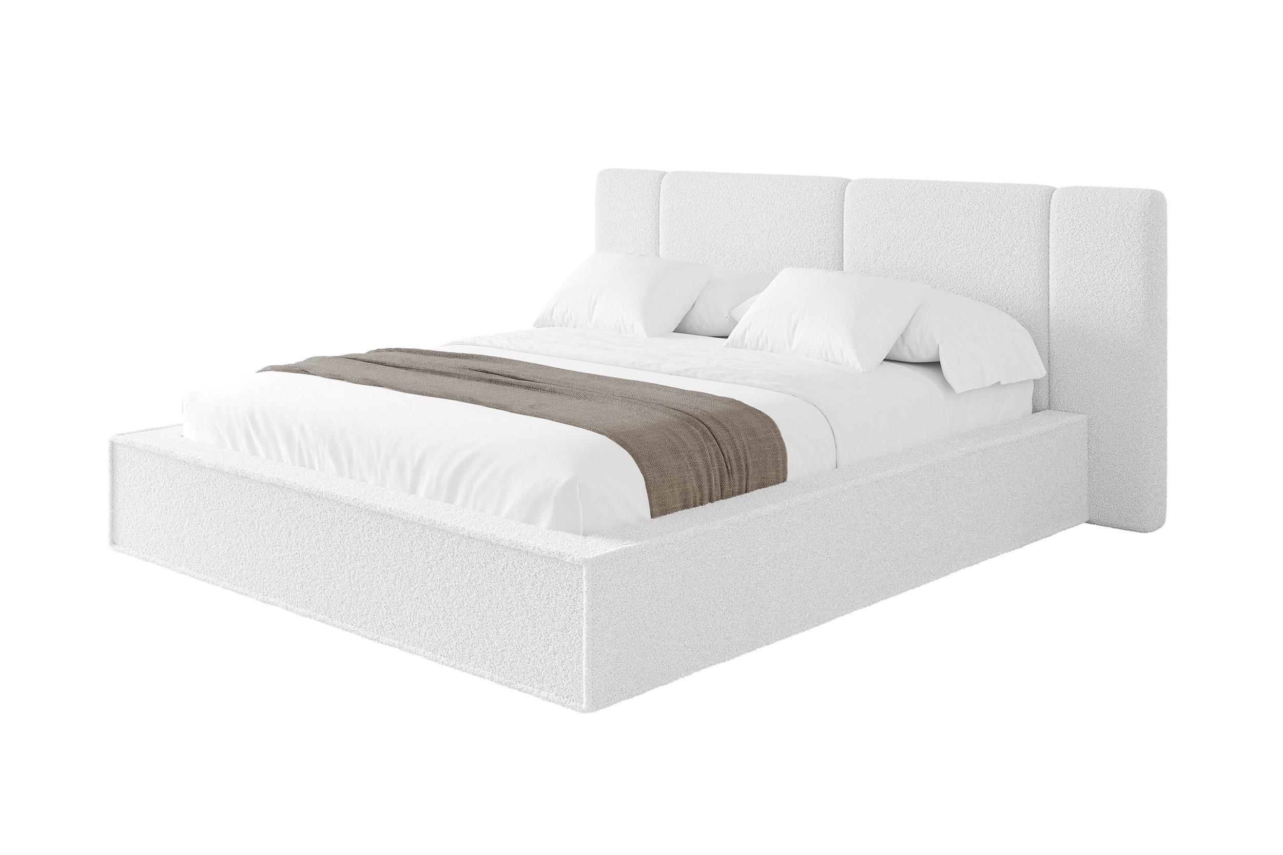 POLSTERBETT mit Bettkasten und Lattenrost, Boxbett ohne Matratze - RIVO 180x200 Weiß - Weiß, Holzwerkstoff/Textil (180/200cm) - ALTDECOR