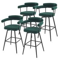 BARHOCKER 4er Set drehbar Dunkelgrün mit Teddy-Stoff 76 cm hoch - Dunkelgrün/Schwarz, Textil/Metall (61/103/55cm) - ML-DESIGN