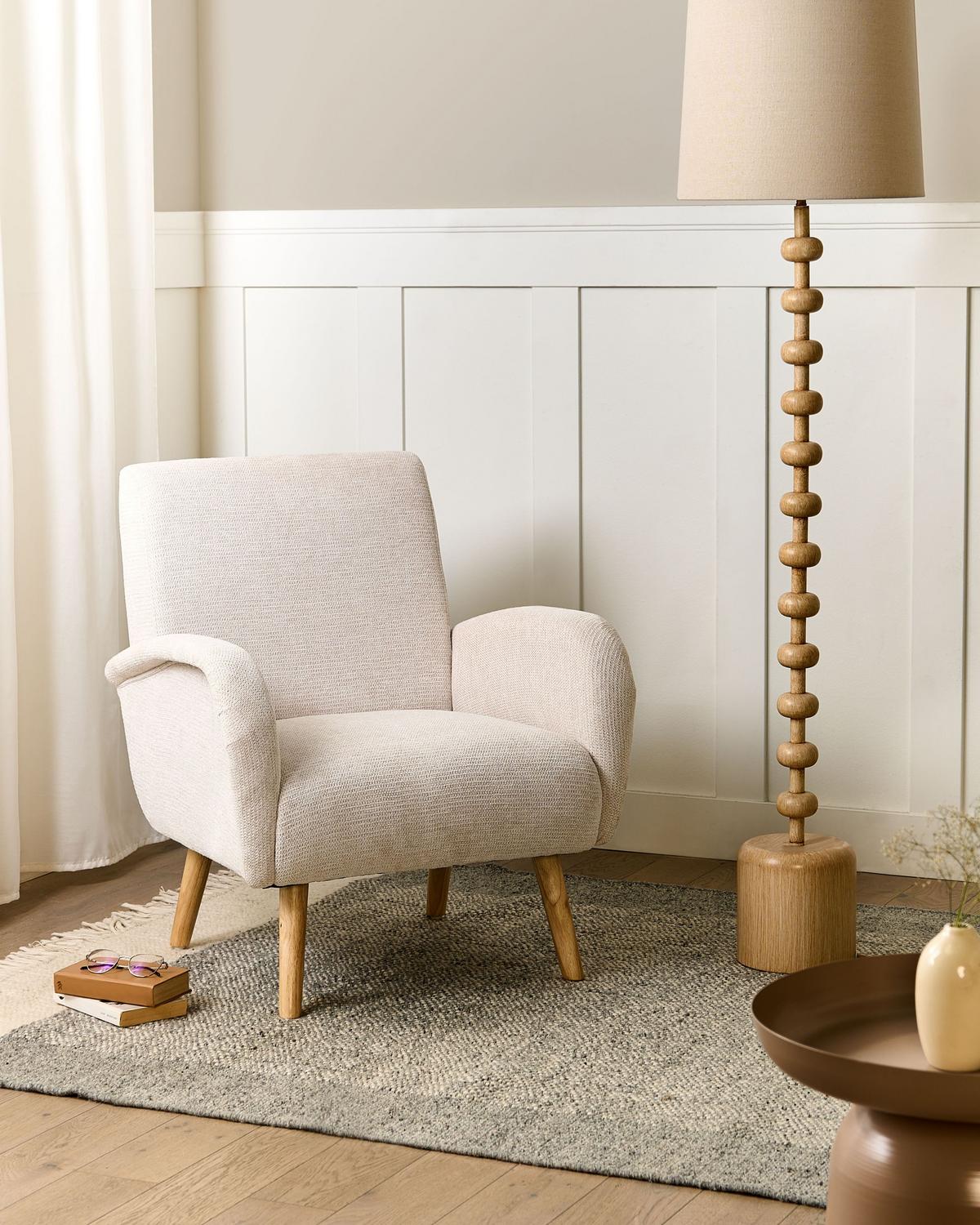 SESSEL Stoff Hellbeige Plassen - Beige, Textil (73/82/53cm) - Beliani
