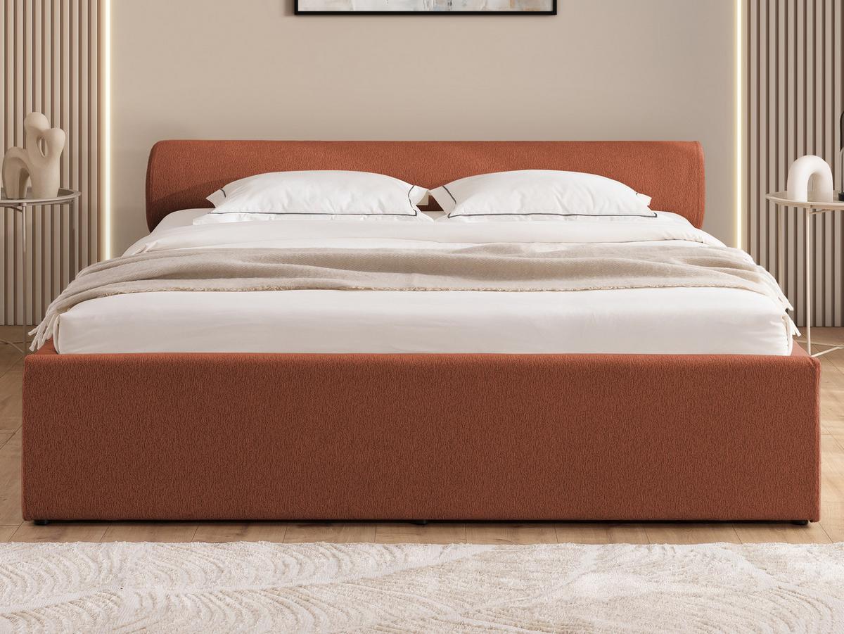 POLSTERBETT 200/200 cm Josy im Designer-Look mit Bettkasten und Lattenrost aus Terrakotta Chenille-Stoff - Terracotta/Schwarz, Holz/Kunststoff (200/200cm) - S-Style Möbel