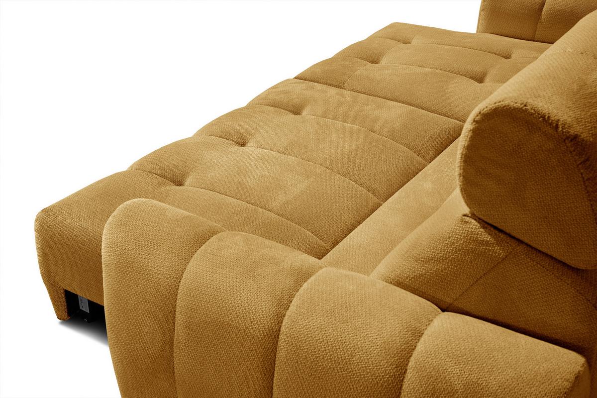 ECKSOFA KIMI 3-Sitzer, ausziehbarer Sitz, verstellbare Kopfstützen, senfgelb - Gelb/Schwarz, Holzwerkstoff/Textil (270/160cm) - Wozimo