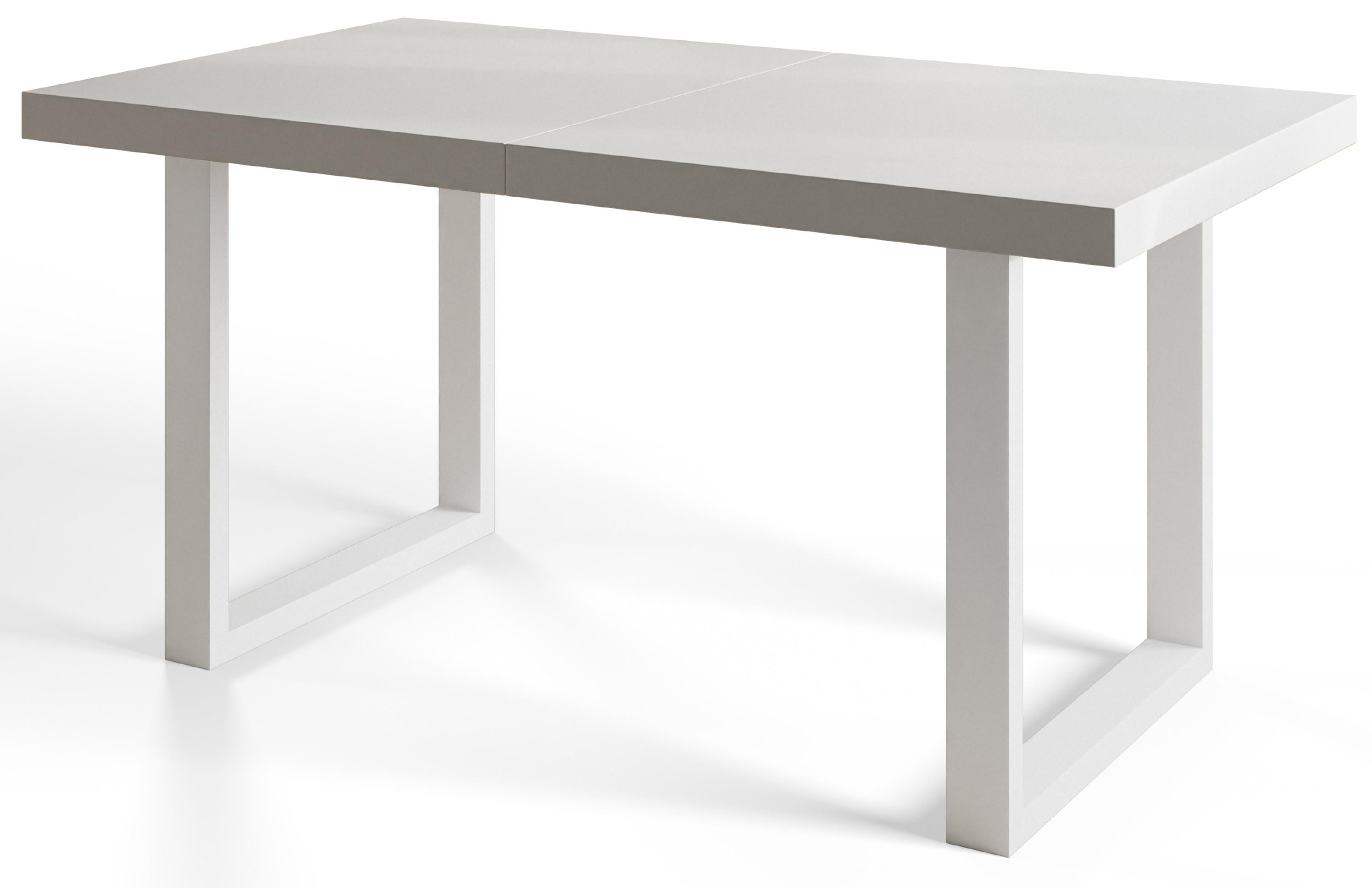 INDUSTRIELLER Esszimmertisch LOFT-U, ausziehbarer Tisch, Größe: 120-220X80X77 cm, Wohnzimmertisch Farbe: Weiß, mit Metallbeinen in Farbe Weiß - Weiß, Holzwerkstoff (120/80/77cm) - Alpi-Möbel
