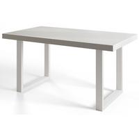 INDUSTRIELLER Esszimmertisch LOFT-U, ausziehbarer Tisch, Größe: 120-220X80X77 cm, Wohnzimmertisch Farbe: Weiß, mit Metallbeinen in Farbe Weiß - Weiß, Holzwerkstoff (120/80/77cm) - Alpi-Möbel
