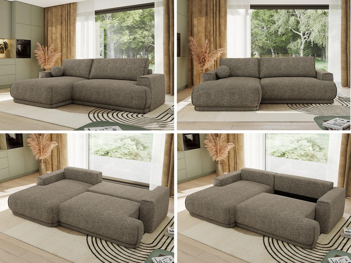 ECKSCHLAFSOFA RINA L Grau Strukture - links - Schwarz/Grau, Kunststoff/Textil (267/170cm) - MKS