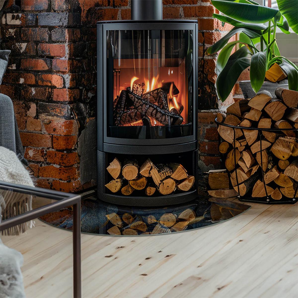 GLASPLATTE für Kamin 100x100 cm - Dunkelblau, Glas (100/100/0.4cm) - TULUP