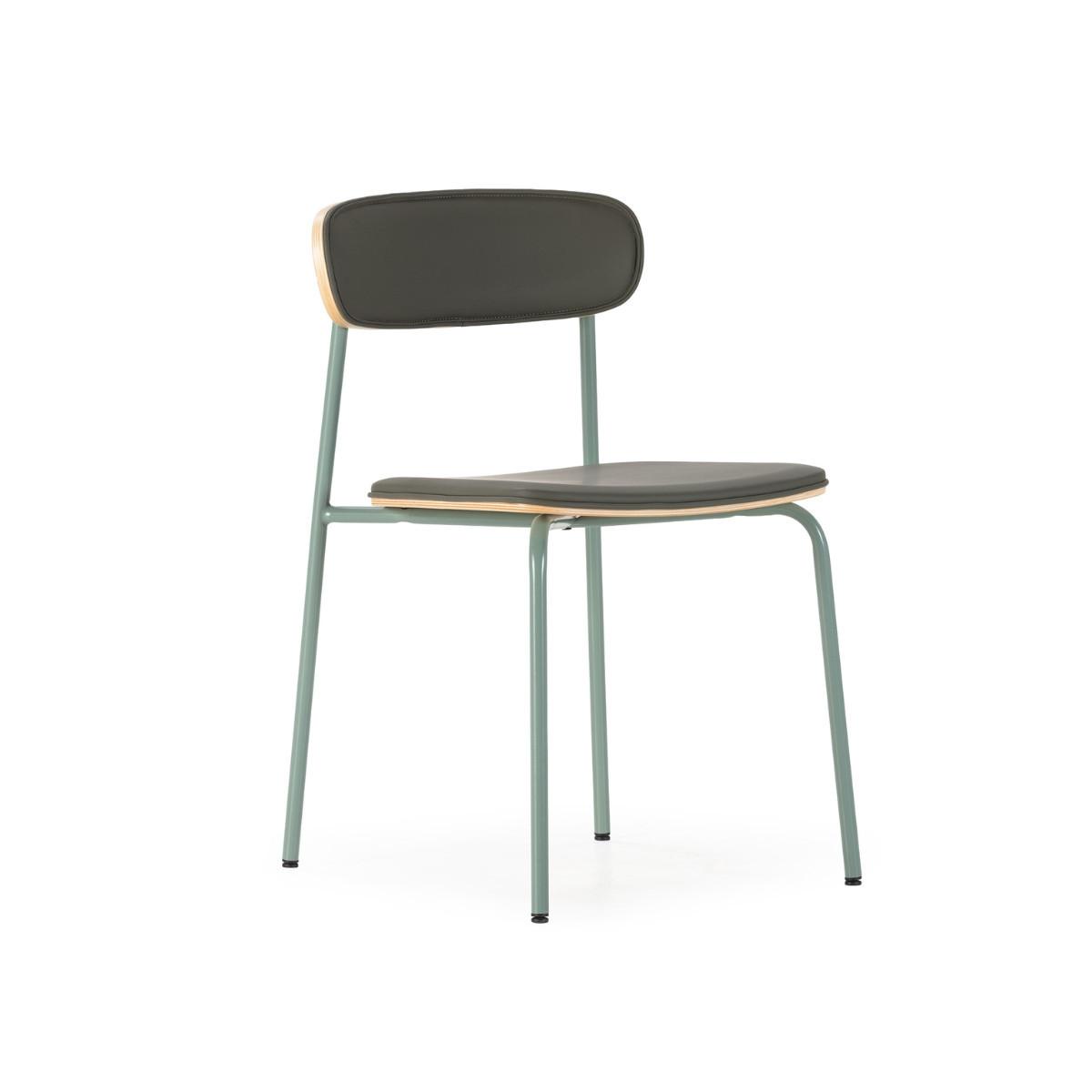 STÜHLE 2er-Set aus Kunstleder mit Metallbeinen 45,5/78/52 cm - Grün, Metall (45.5/78/15cm) - Calicosy