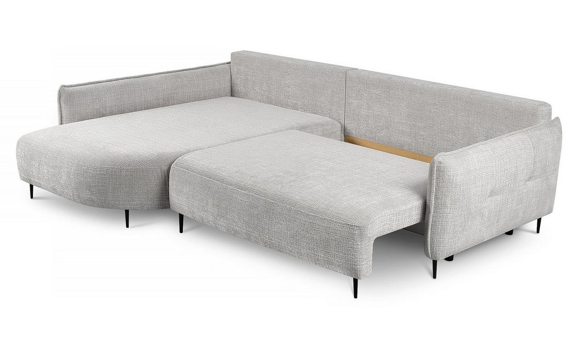 ECKSOFA Oblivio Hellgrau Chenille - Hellgrau/Schwarz, Textil/Metall (285/200cm) - Selsey