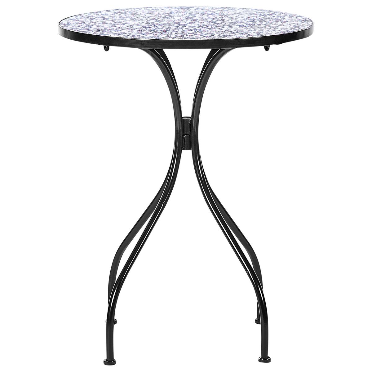 GARTENTISCH Keramik Schwarz Camprena - Blau/Schwarz, Metall (60/60/75cm) - Beliani