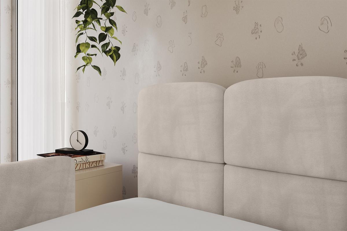 EINZELLBETT Jugendbett mit Bettkasten und Matratze H3/H4, Rechts - KIVY 80x200 Beige - Sandfarben, Holzwerkstoff/Textil (80/200cm) - ALTDECOR