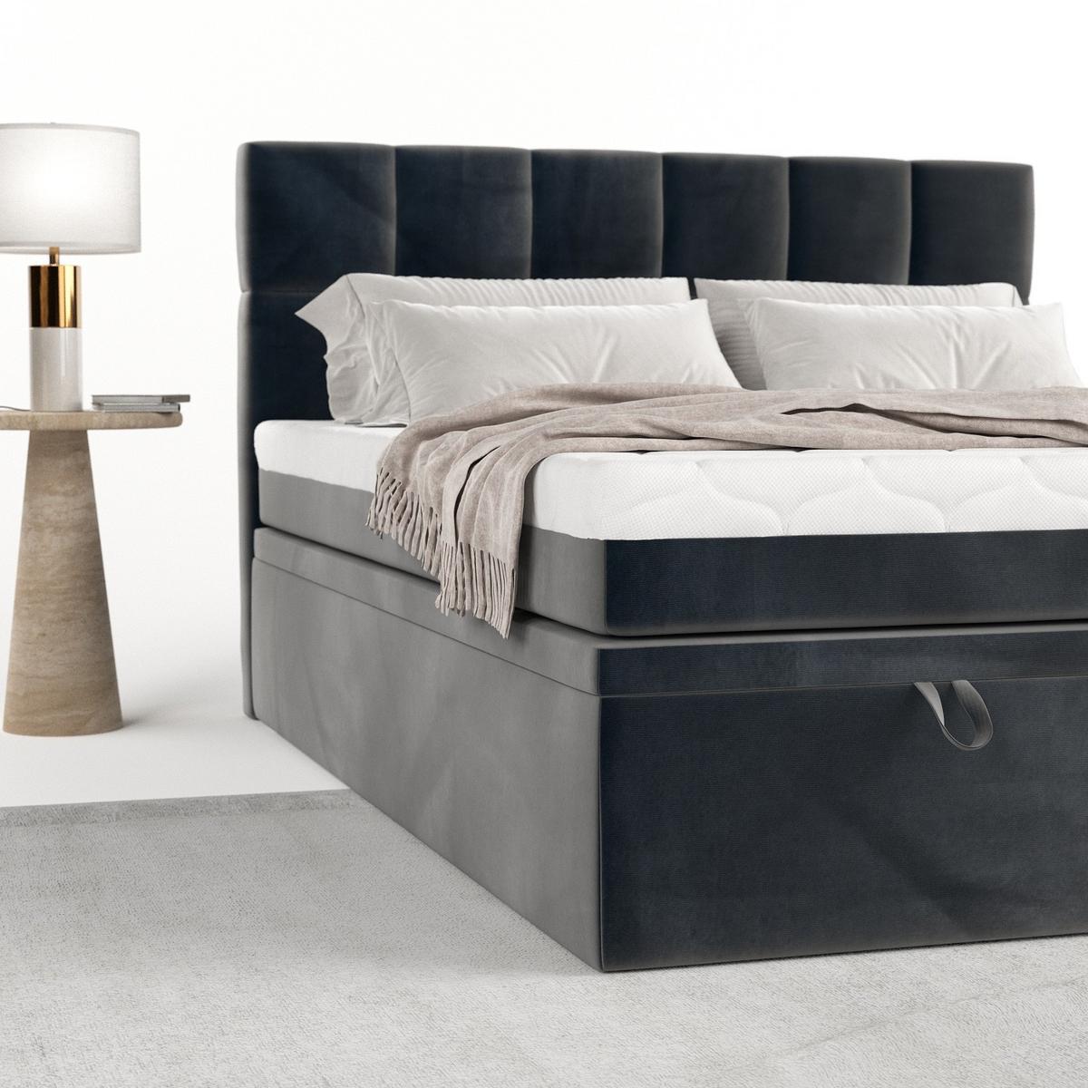 BOXBETT Elano 180/200 cm Anthrazit im Paros Stoff - Anthrazit/Schwarz, Holz/Holzwerkstoff (180/200cm) - AltaBeds