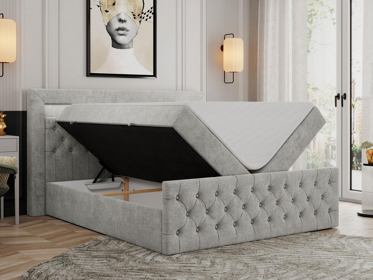 BOXBETT GOLD-9 LED 200/200 Hellgrau Struktur - H4 - Hellgrau, Holz/Textil (200/200cm) - MKS