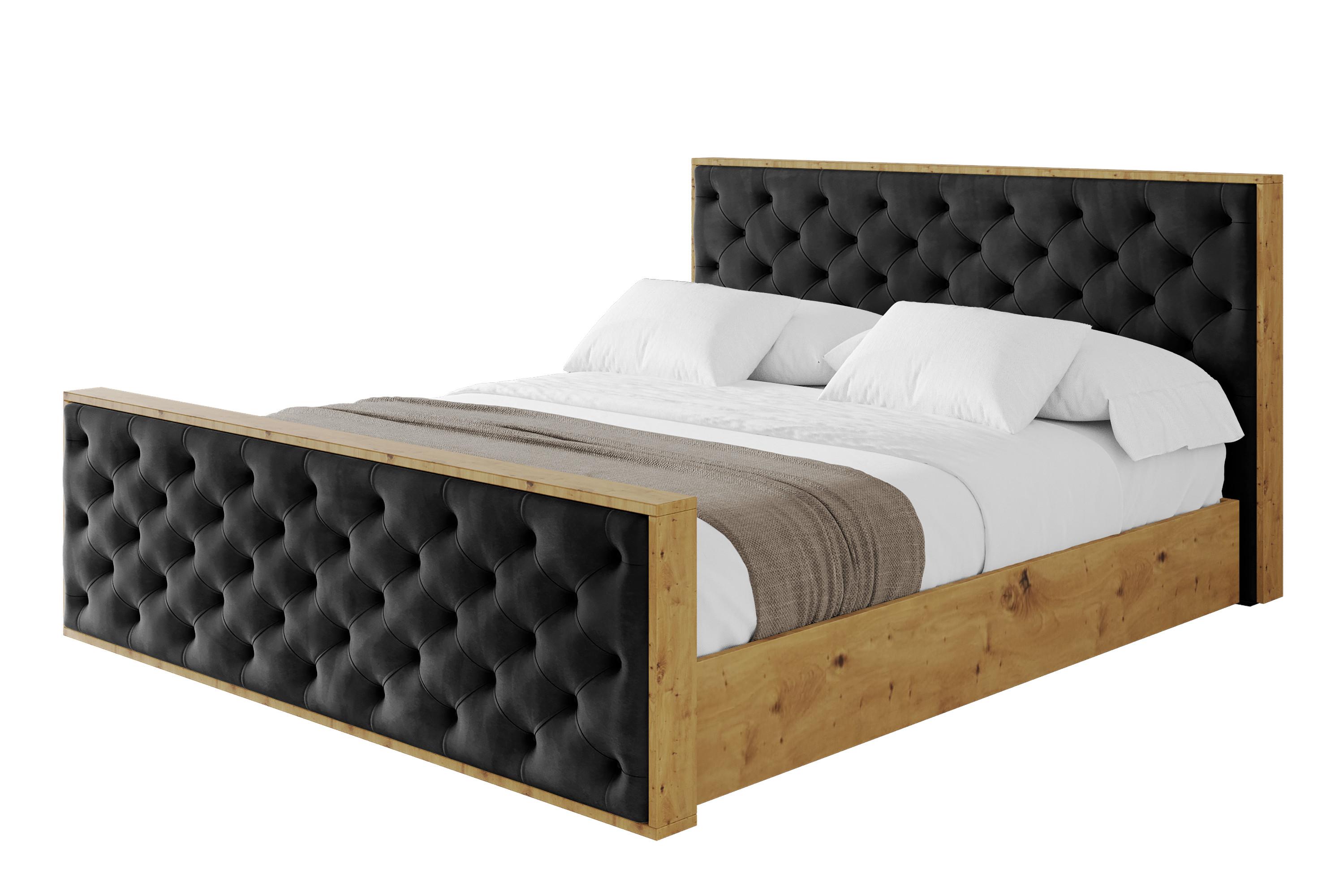 POLSTERBETT mit Bettkasten, Fußteil und Lattenrost, Boxbett ohne Matratze - ENZO3-Z 180x200 Schwarz - Schwarz, Holzwerkstoff/Textil (180/200cm) - ALTDECOR