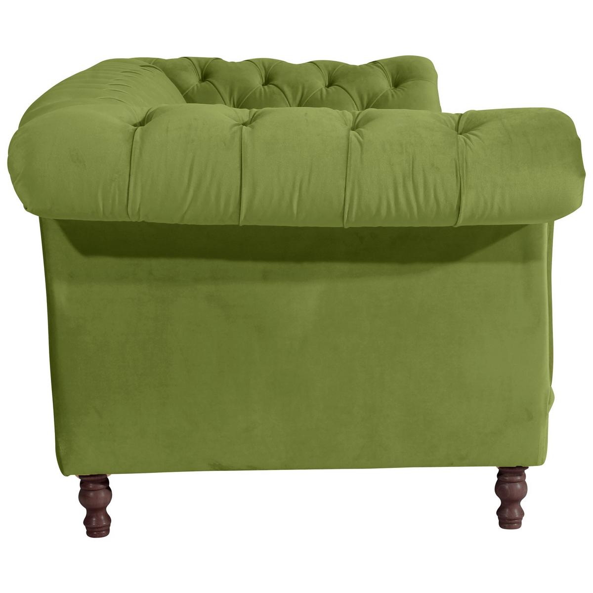 CHESTERFIELD Sofa 3-Sitzer Kaylin Samtvelours oliv - Olivgrün, Kunststoff (253/80/100cm) - 58aufmkessel