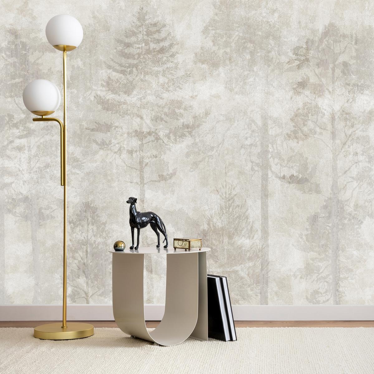 FOTOTAPETE für Wohnzimmer Boho Abstraktion Wald Bäume Beton Vintage 400x280 - Beige, Papier (400/280cm) - Muralo