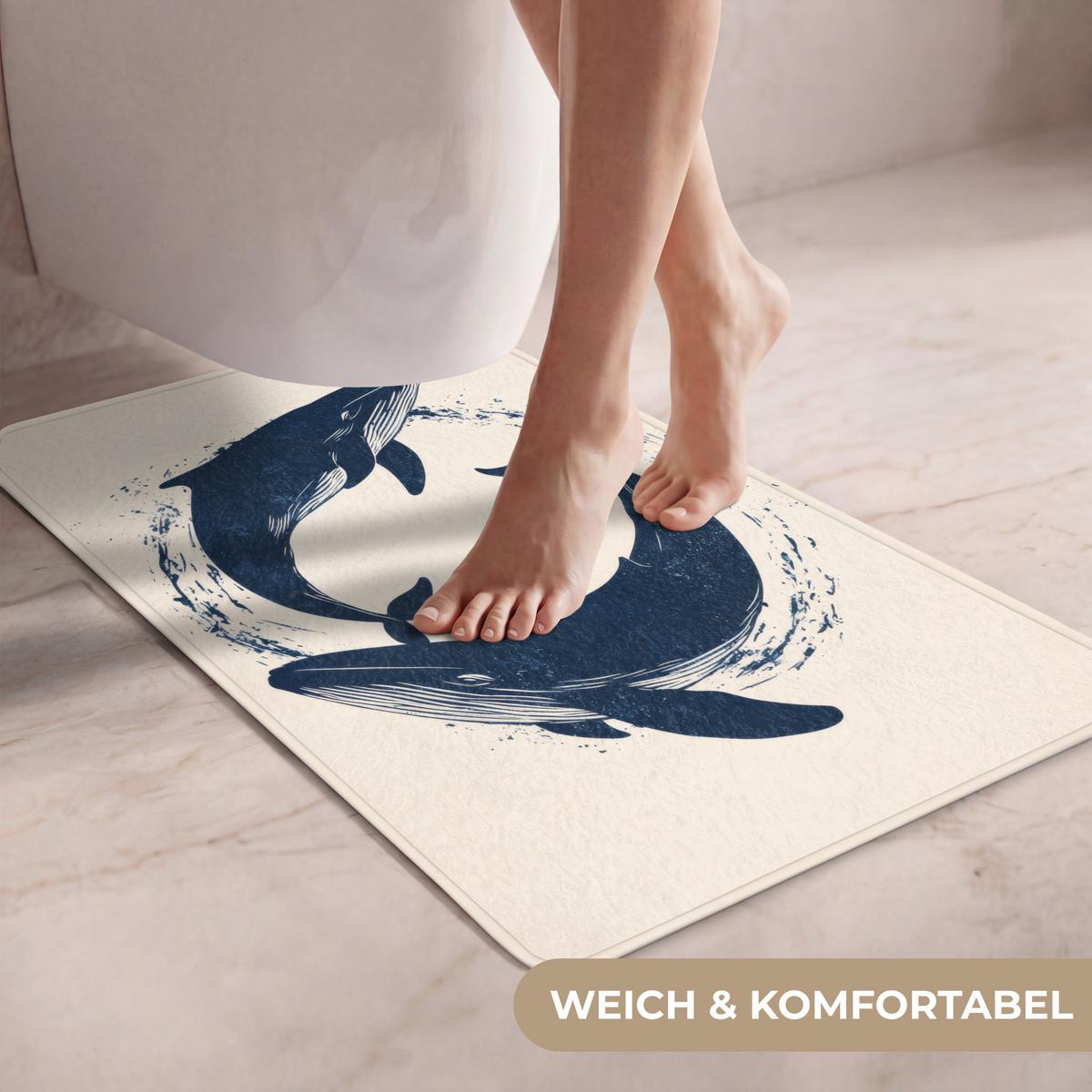 WC-VORLEGER Wale - Spritzer - Kreis - Dunkelblau WC Teppich 50x80 cm - Dunkelblau, Textil (50/1cm) - OnlyWow