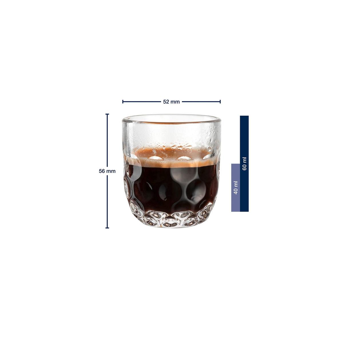 ESPRESSOGLÄSER MIT UNTERSETZER Gocce transparent 60 ml 12-tlg. - Transparent, Glas (0.06L) - Leonardo Living