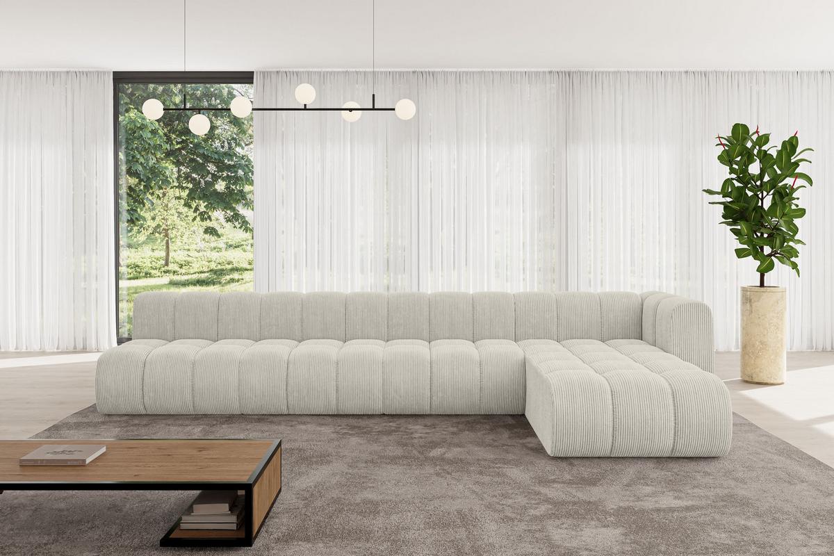 ECKSOFA modulares Sofa Darnel-L3 - 387x177x70 cm Creme - Hellgrau/Creme, Holzwerkstoff/Textil (387/177cm) - ALTDECOR
