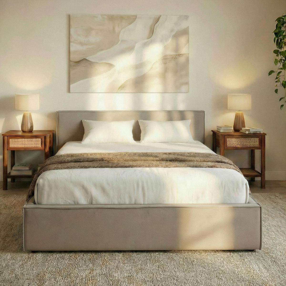 POLSTERBETT PESARO 140x200 cm greige - Greige, Textil (140/200cm) - IDIMEX