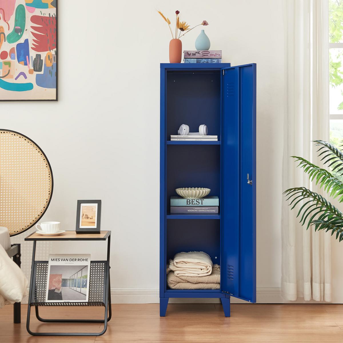 EINZELSPIND Kurikka - Blau, Metall (38/137/38cm) - [en.casa]