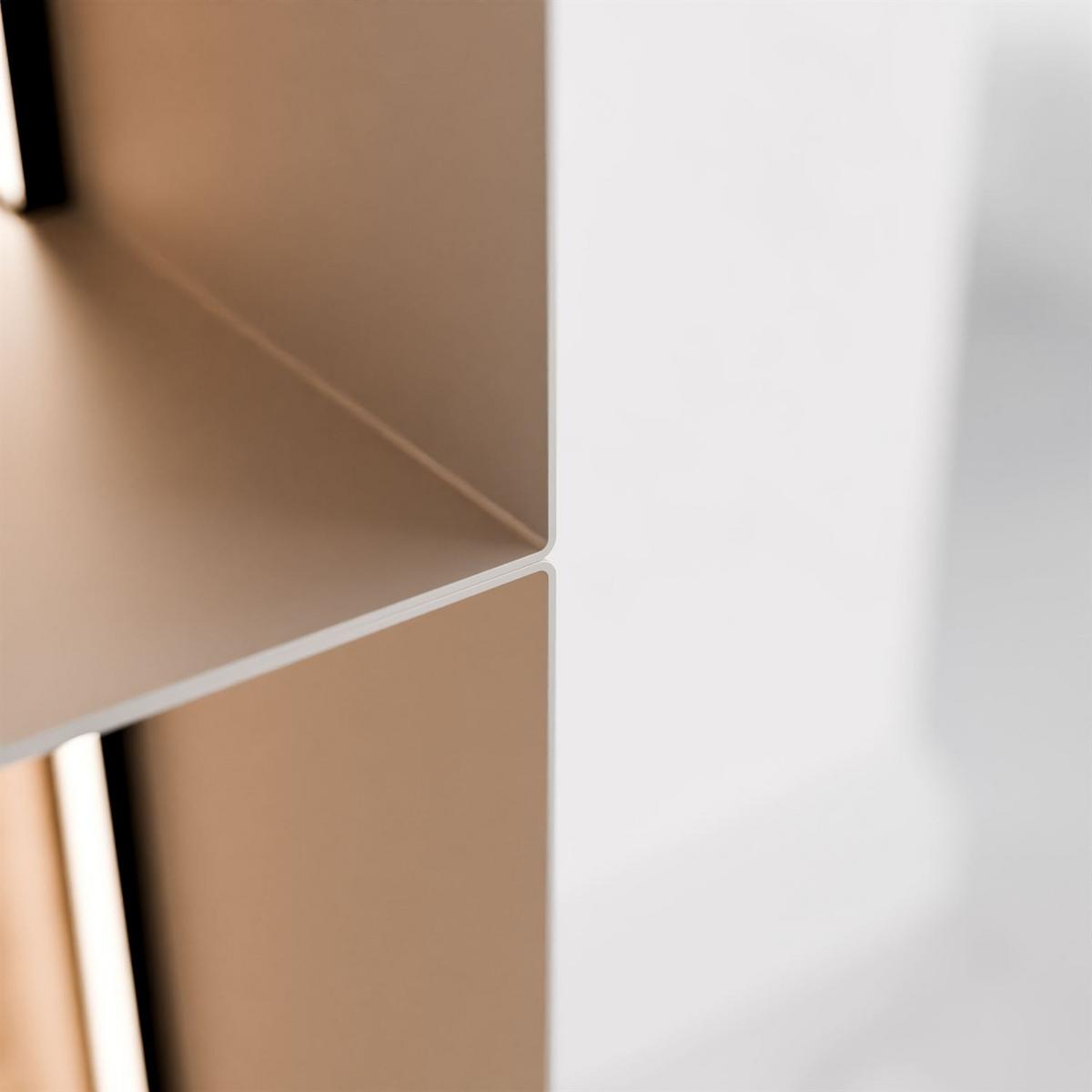 METALLREGAL QUADRO V mit LED-Beleuchtung - Kaschmir/Eiche Artisan, Holzwerkstoff (99/99/20cm) - Lookway