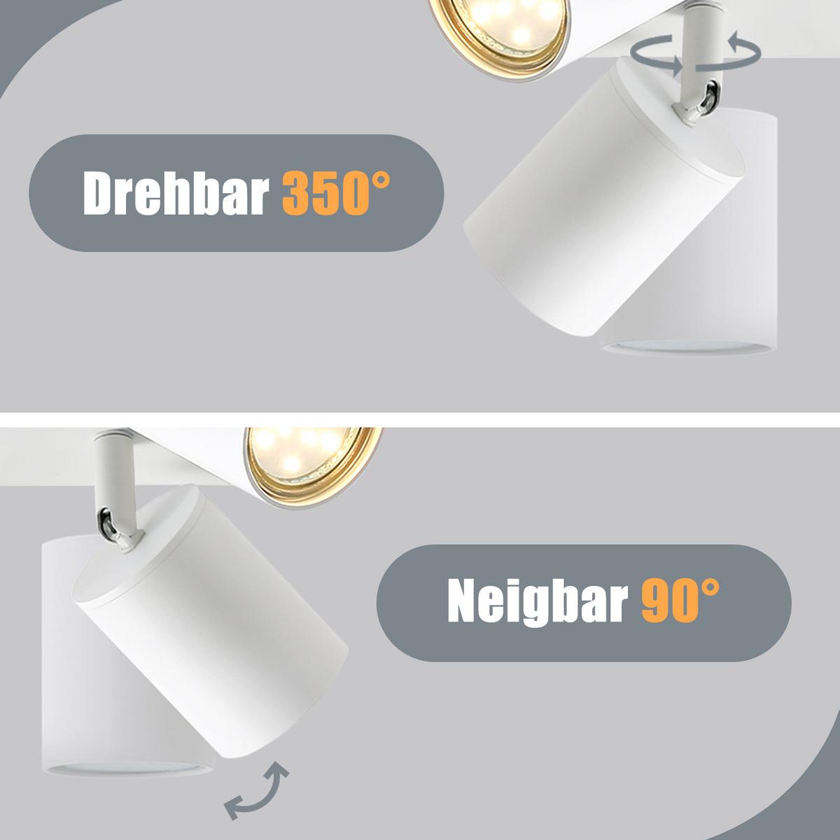 DECKENSTRAHLER Baunach 4-flammig 25/25/14.4 cm - Weiß, Metall (25/25/14.4cm) - Nettlife