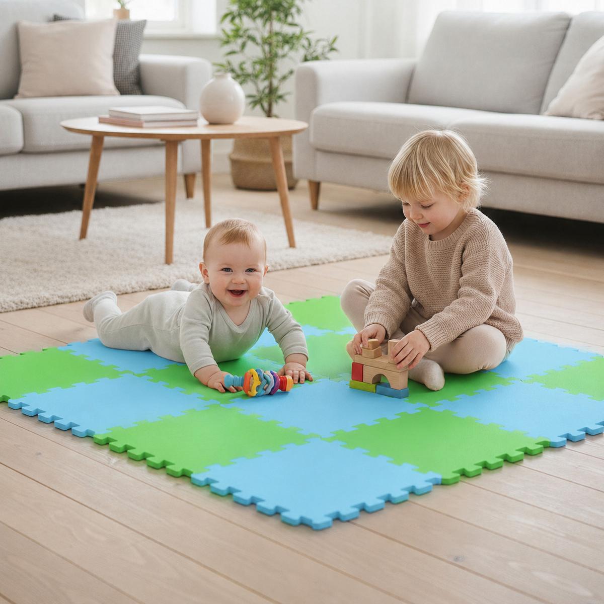 SPIELMATTE ab Null - 180/90/1 cm Puzzlematte Grün - Multicolor, Kunststoff (30/30cm) - Littletom