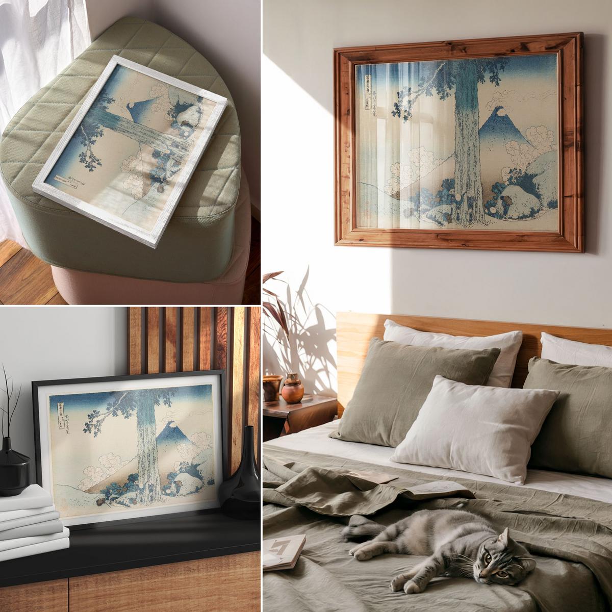 POSTER - 42x29 cm (A3) - Hokusai - Mishima High Road - Blau, Textil (42/29.7/0.1cm) - TULUP