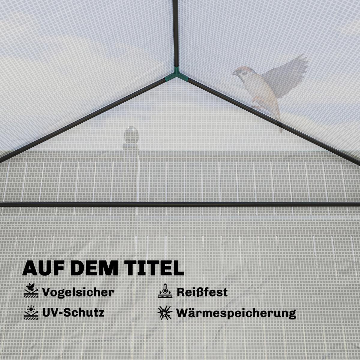 FOLIENGEWÄCHSHAUS PE Stahl Weiß - Weiß, Metall (141/190/141cm) - Outsunny