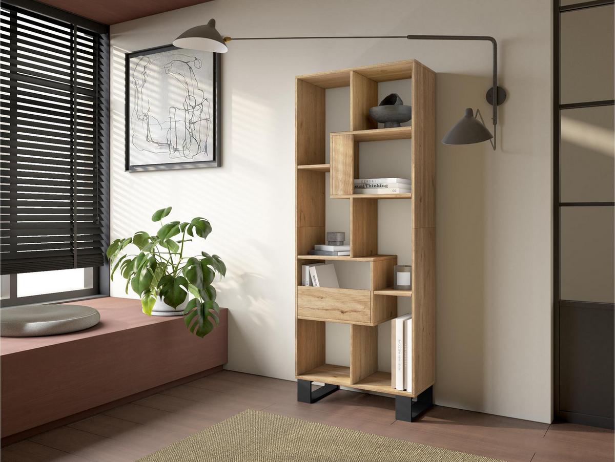REGAL Bibliothek, Eiche, 67/31/174cm - Eichefarben, Holzwerkstoff (67/174/31cm) - Skraut Home