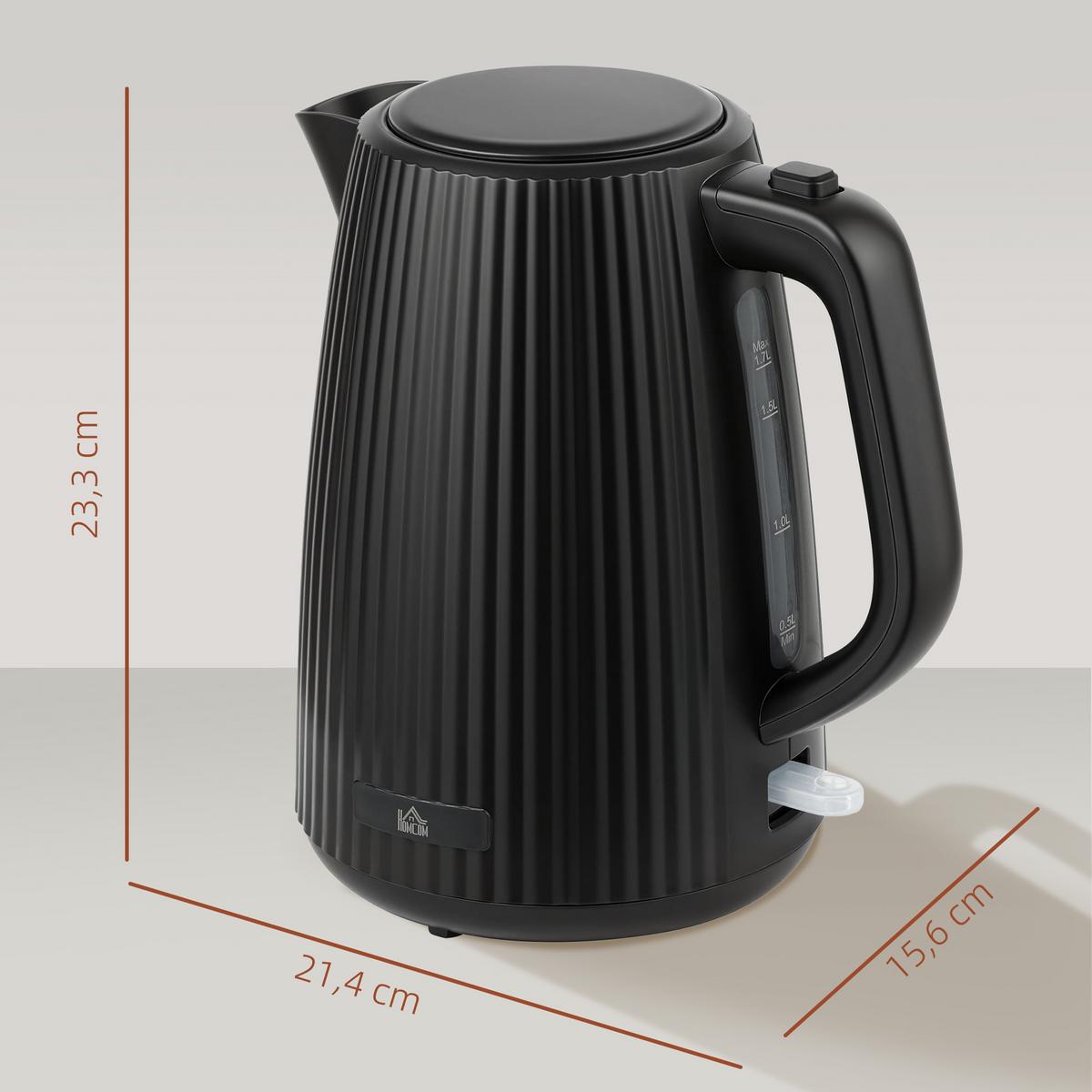 WASSERKOCHER aus Kunststoff Schwarz - Schwarz, Kunststoff (15.6/23.3/21.4cm) - HOMCOM
