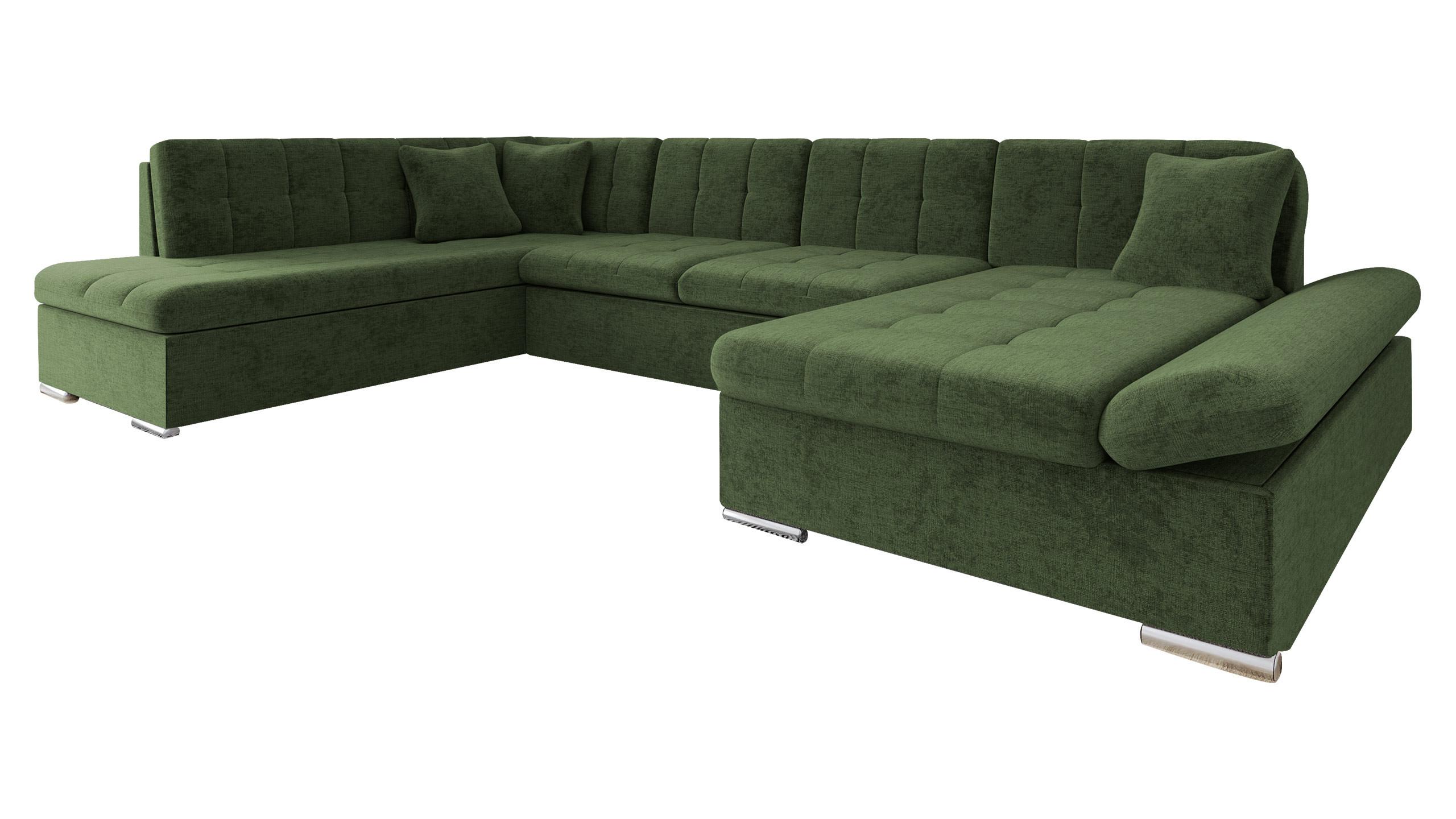 ECKSOFA Bergen, Seite: Rechts - Waldgrün/Silberfarben, Holz/Textil (345/76/205cm) - MIRJAN24