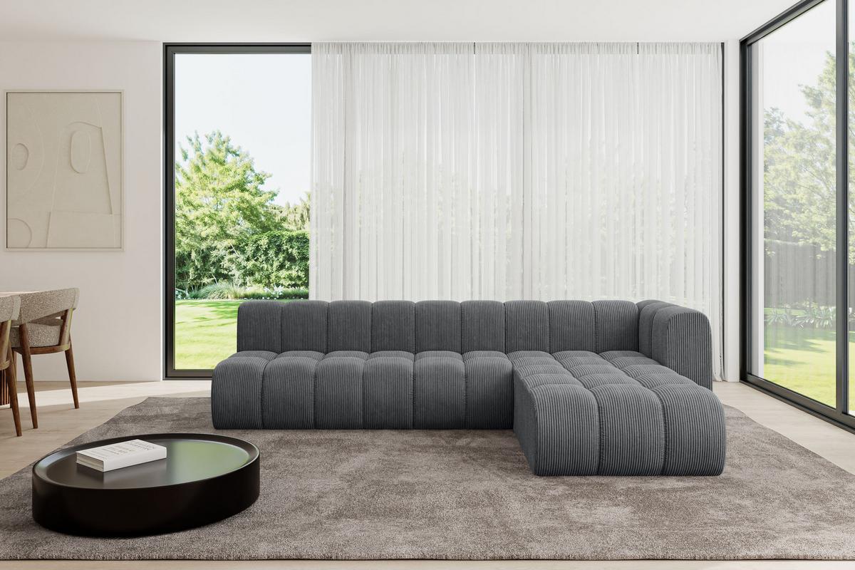 ECKSOFA modulares Sofa Darnel-L2 - 296x177x70 cm Dunkelgrau - Dunkelgrau, Holzwerkstoff/Textil (296/177cm) - ALTDECOR