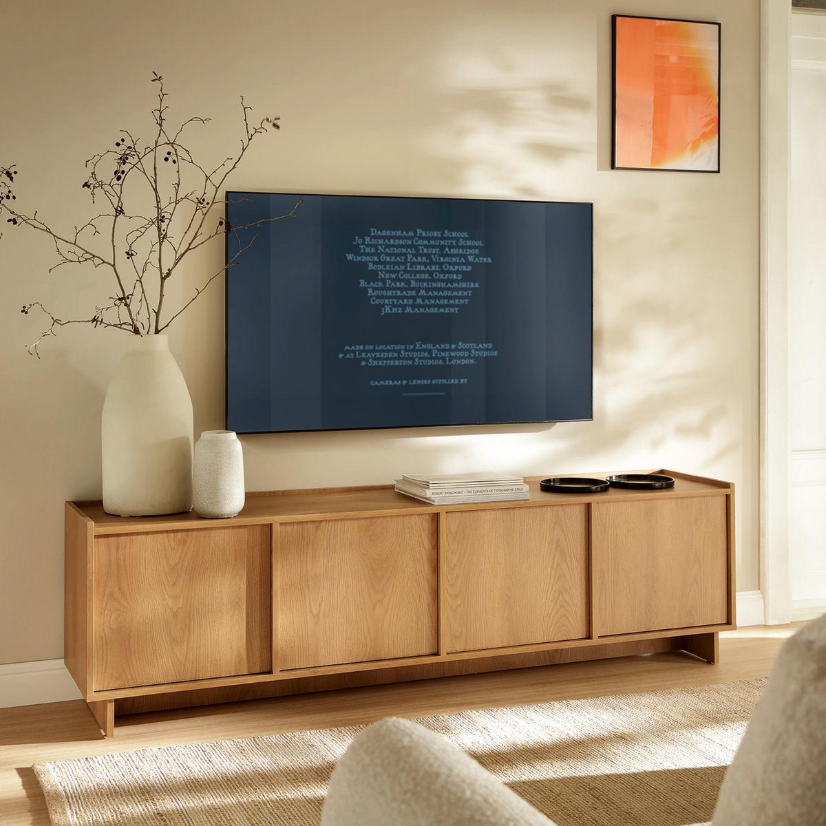 TV-LOWBOARD Yasumi 195 cm - Eichefarben, Holzwerkstoff (195/55/39cm) - Selsey