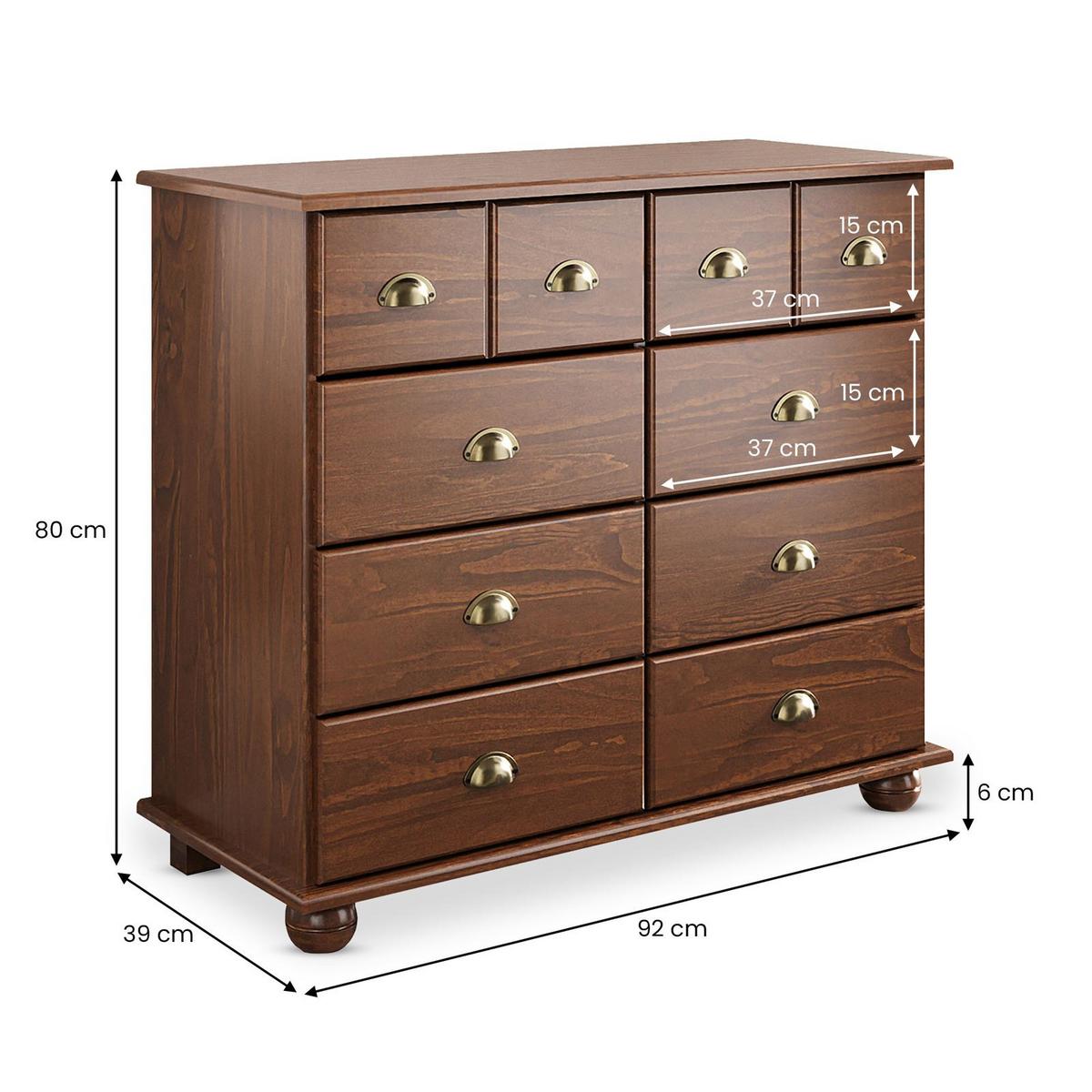 APOTHEKERKOMMODE COLMAR Kastanie - Kastanienfarben, Holz (92/80/39cm) - IDIMEX